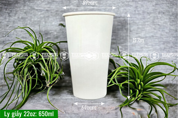 Ly giấy trắng một lớp 650ml ~ 22oz