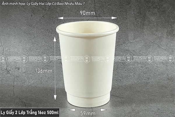 Ly giấy hai lớp trắng, dung tích 500ml ~ 16oz